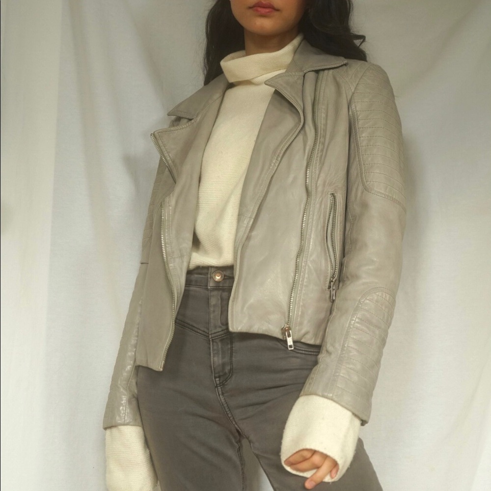 Gray leather jacket